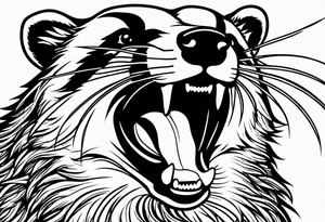 badger mouth open tattoo idea