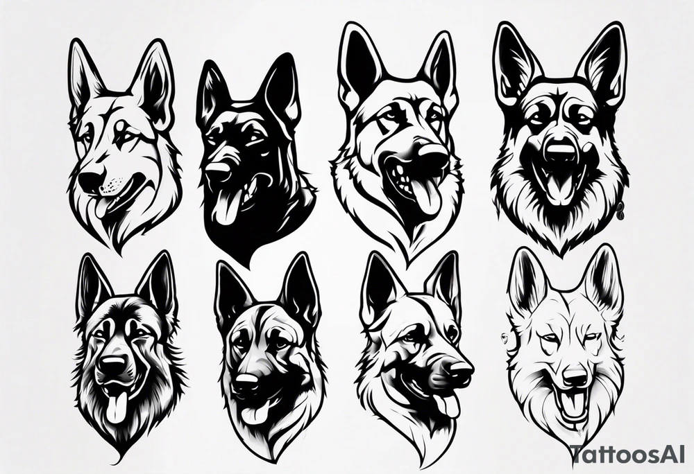 Side profile snarling German shepherd tattoo idea Side profile snarling German shepherd tattoo idea