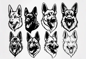 Side profile snarling German shepherd tattoo idea