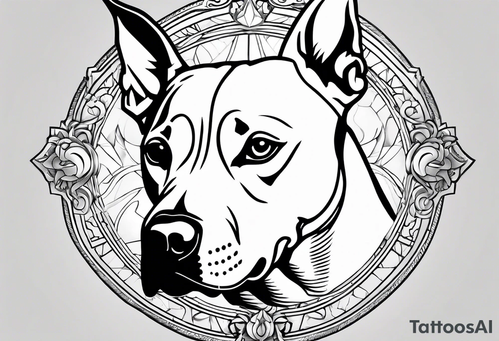 white pitbull pointed years pretty tattoo idea
