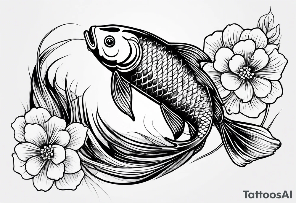Koi fish with flower and Vietnam flag tattoo idea