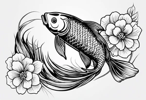 Koi fish with flower and Vietnam flag tattoo idea