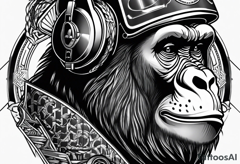 gorilla motorcycle microphone tattoo idea