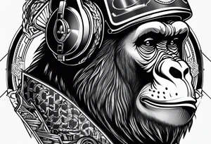 gorilla motorcycle microphone tattoo idea