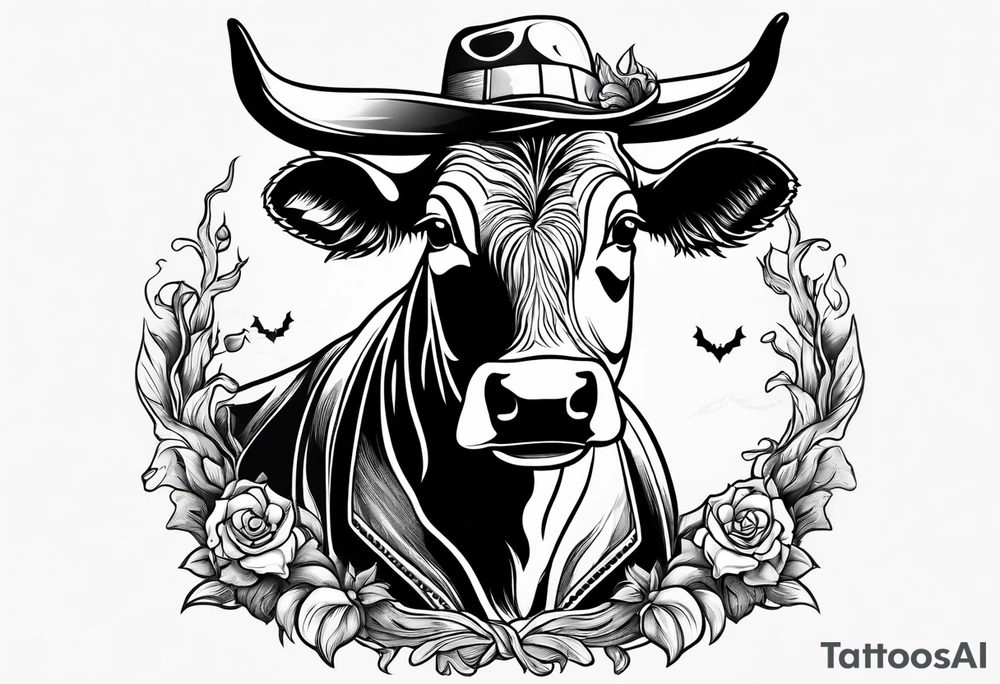 a cow in a ghost halloween costume tattoo idea