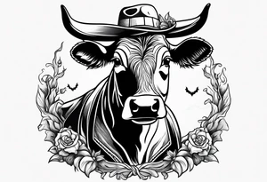 a cow in a ghost halloween costume tattoo idea