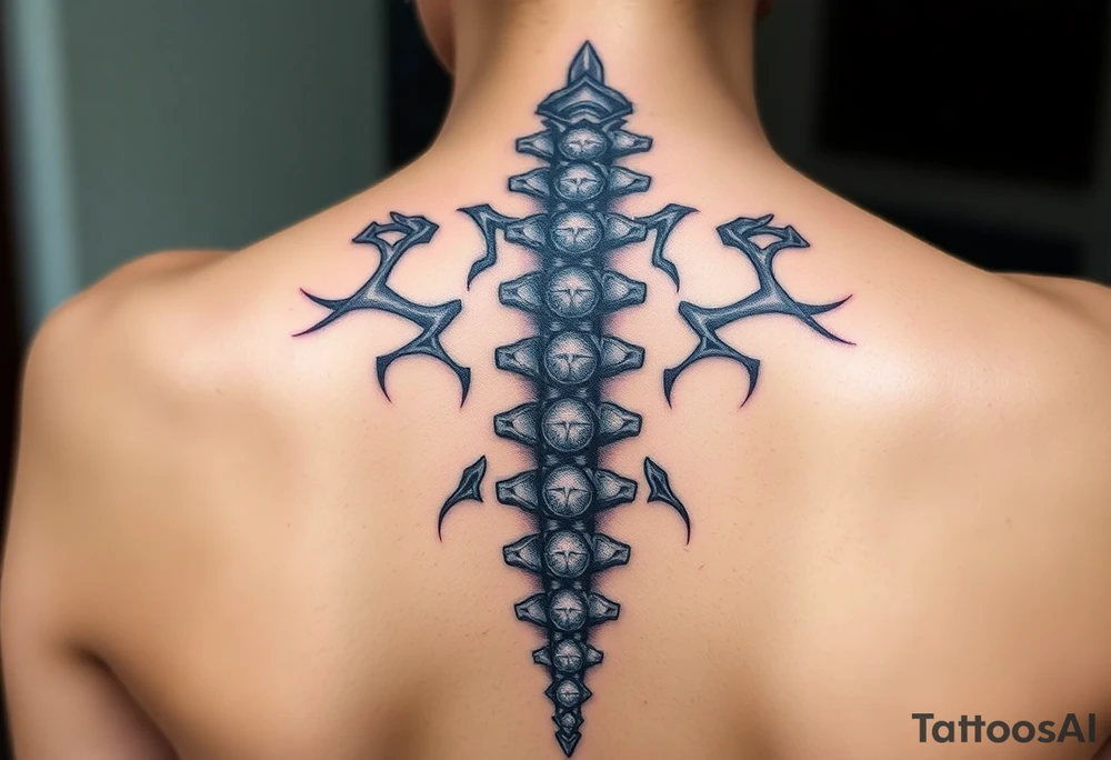 Spinal futuristic tattoo idea