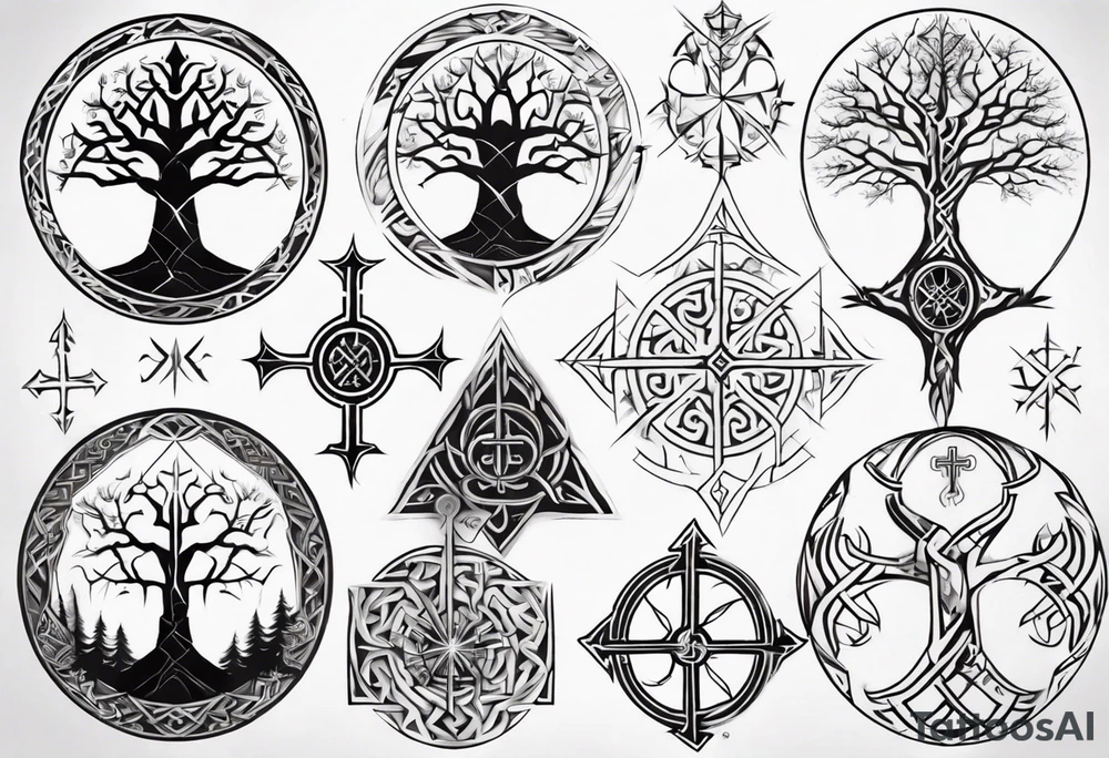 White Tree of Gondor, Geometric symbols, Viking cross tattoo idea
