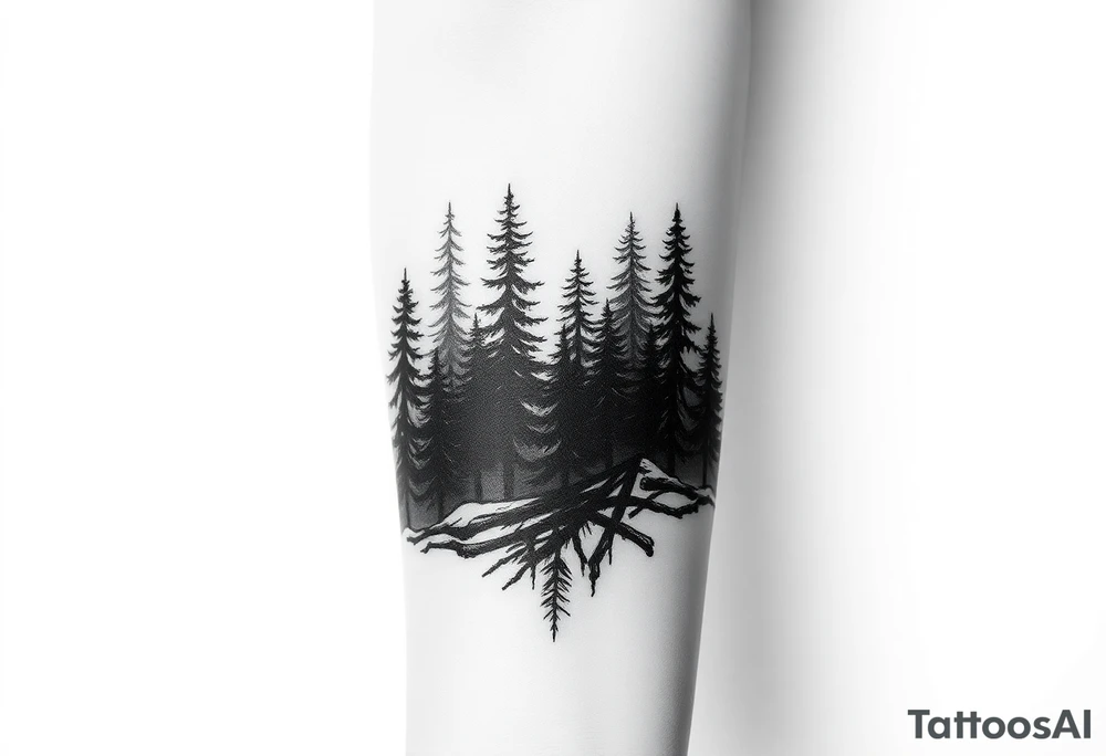 Coniferouse forest silhouette around the forearm a tattoo tattoo idea