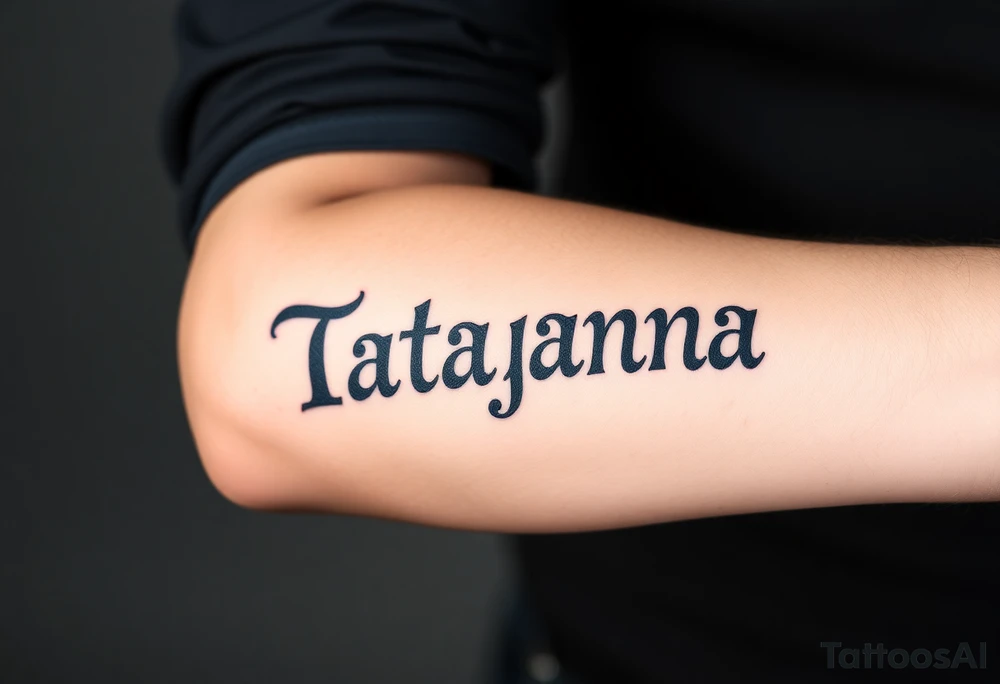 Tatayana name tattoo for a father using old English lettering tattoo idea