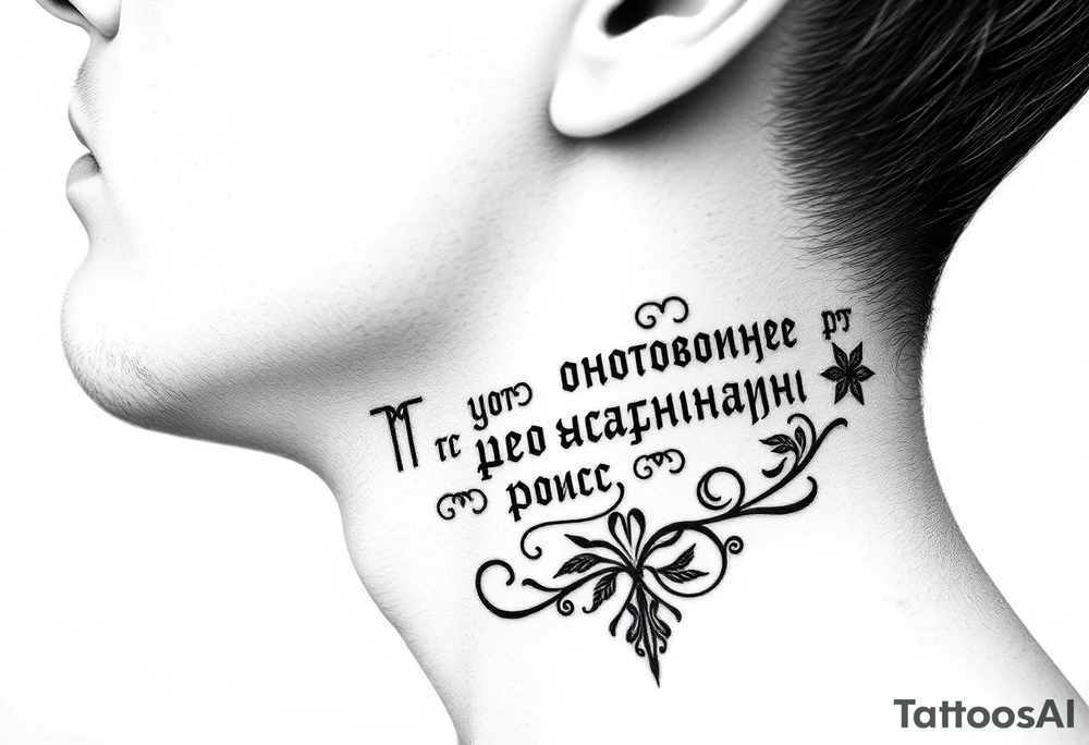 russian orthodox phrase IN russian Cyrillic on the side of my left neck tattoo idea