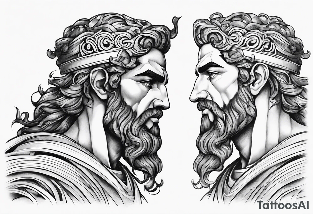greek god side profile tattoo idea