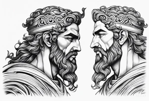 greek god side profile tattoo idea