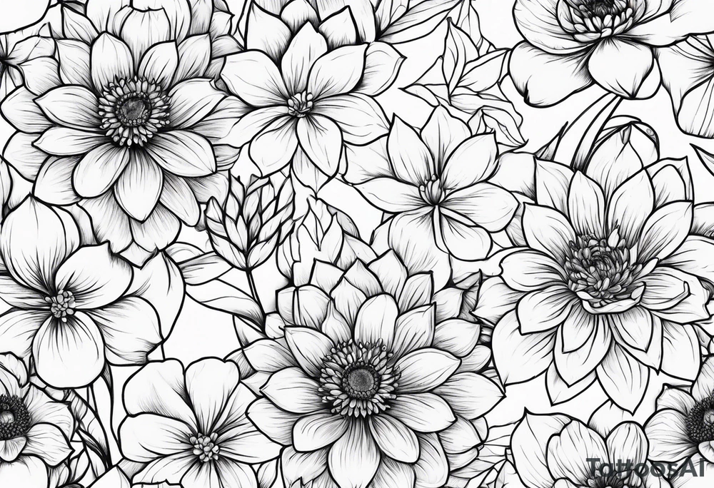 November, December, June birth flowers tattoo idea