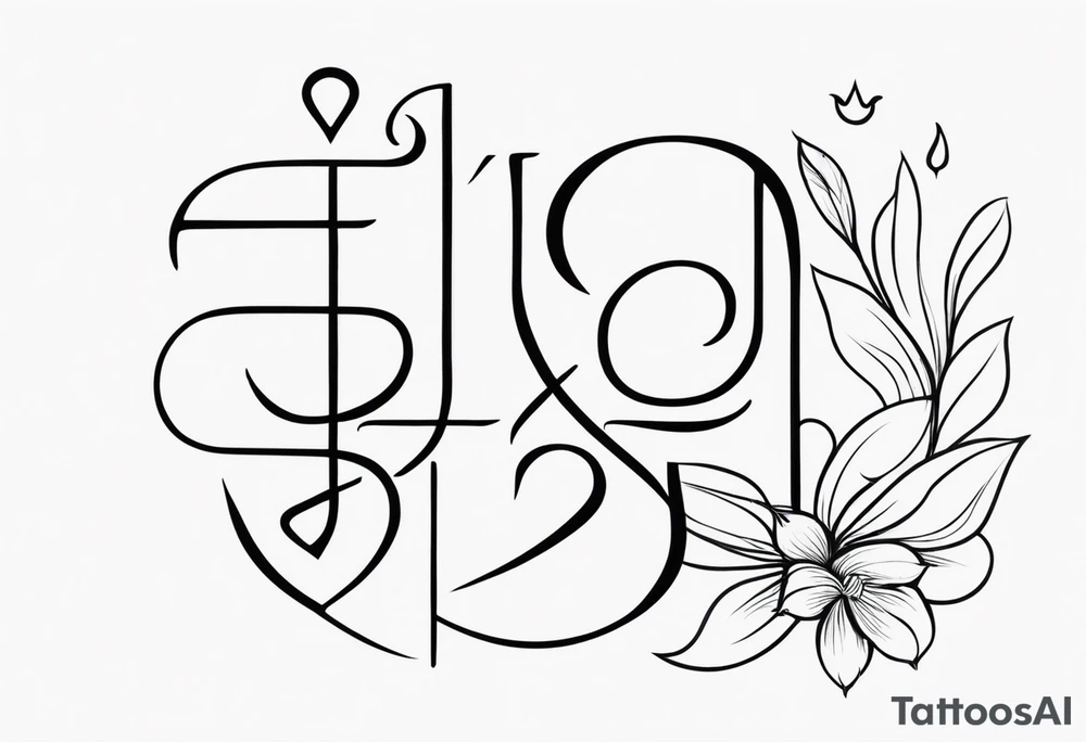 Tattoo ਨਿਰਭਉ ਨਿਰਵੈਰ written in Gurmukhi written text. Add fire and heart to symbolize strength and love tattoo idea