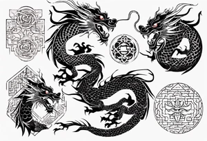 Chinese dragon with scales and mane tattoo idea