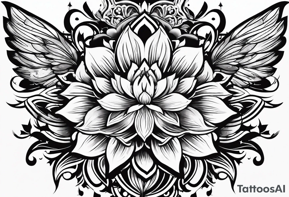 Лесная нимфа с цветами и луной tattoo idea