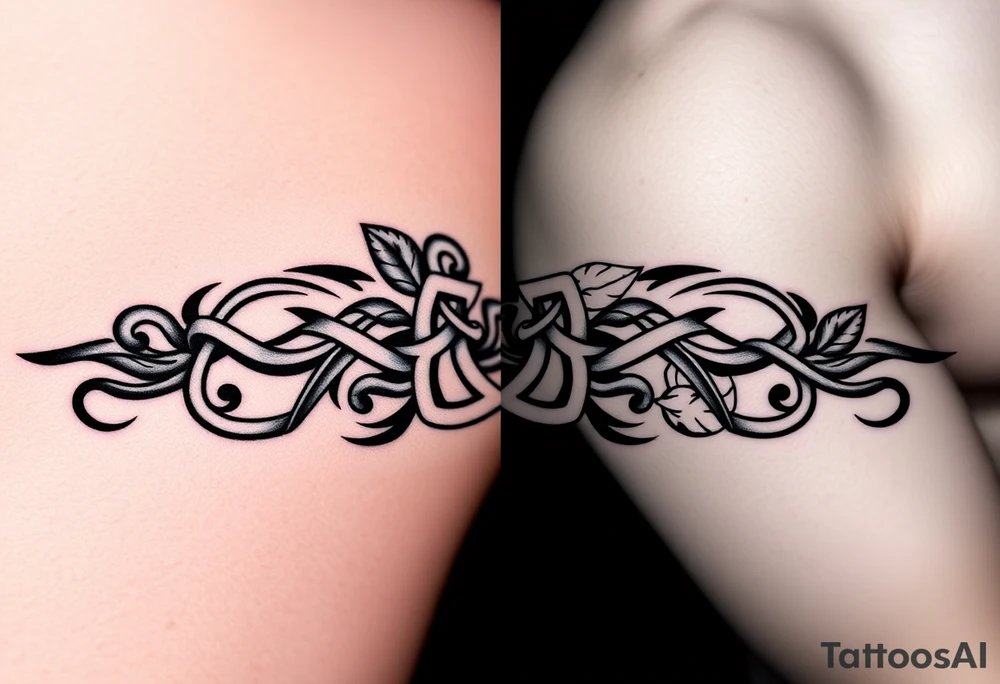 Celtic knot band combined with nature tattoo idea
