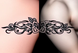 Celtic knot band combined with nature tattoo idea