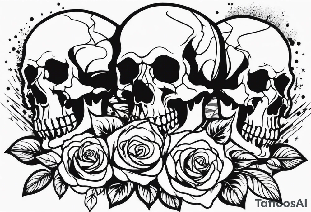 I want free skulls upright melting into each other in the background being roses tattoo idea