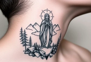 virgin mary in a russian wilderness setting tattoo idea