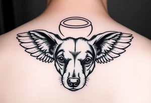 Dachshund ears with wings and halo tattoo idea