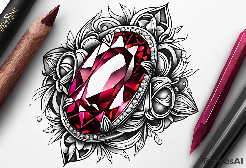 Ruby gem stone with the number 8 incorporated. tattoo idea