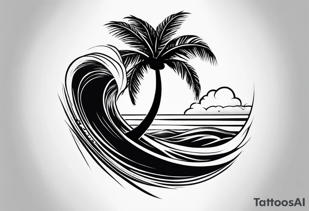 Palm tree, surfing tattoo idea