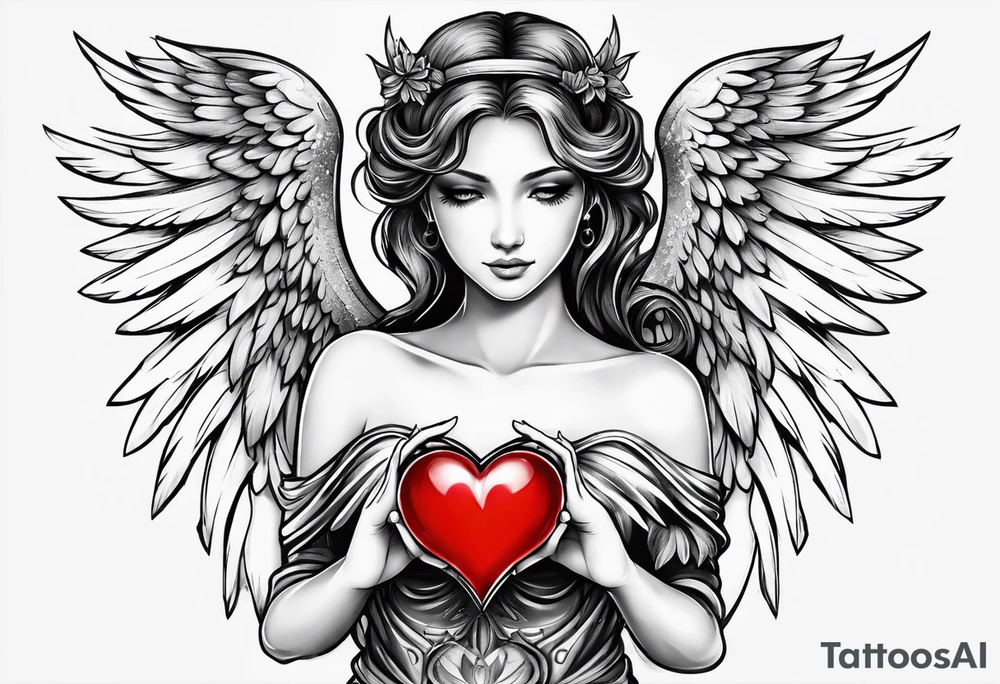 small angel with wings and heart on hands tattoo idea small angel with wings and heart on hands tattoo idea