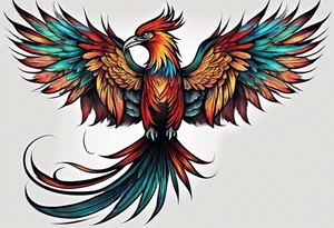 phoenix, 
chinese,

long tail,
elegant,
wing tips pointing down,
long neck,
long feathers,
in flight, tattoo idea
