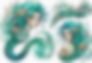 A beautiful mermaid-serpent hybrid with turquois scales and teal hair. tattoo idea