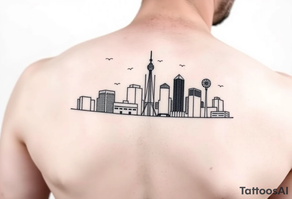 minimalist, abstract, line drawing of the downtown phoenix az skyline tattoo idea