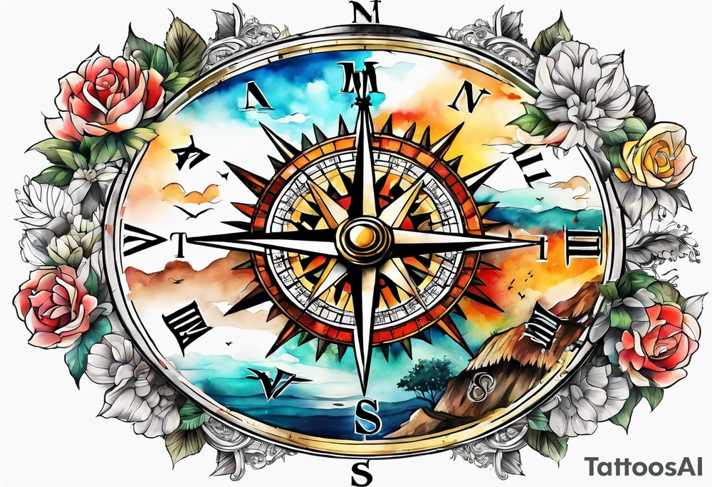 I want a compass combine with Mugiwara Luffy tattoo idea