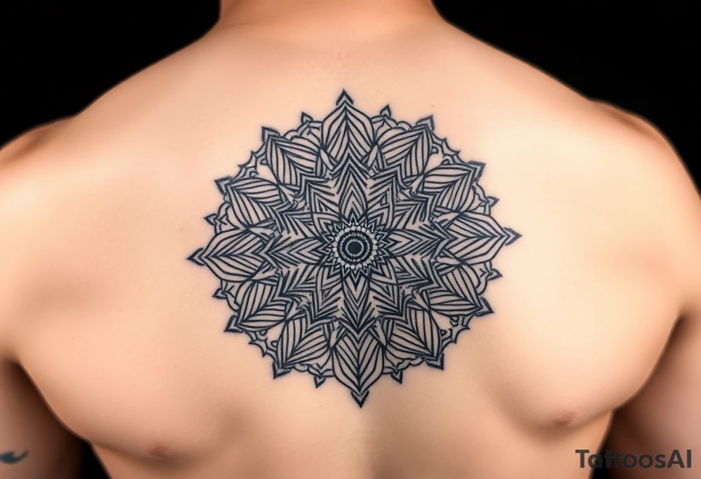 intricate mandala with sacred geometry and cosmic elements tattoo idea