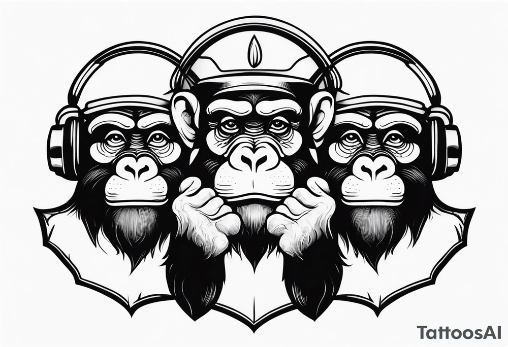 Three wise monkeys: one with his hands on eyes, one with his hands on mouth, one with his hands on ears.
They look wise and cool tattoo idea