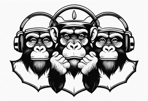 Three wise monkeys: one with his hands on eyes, one with his hands on mouth, one with his hands on ears.
They look wise and cool tattoo idea