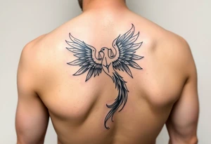 Side arm tattoo with the phoenix rising from the ashes linked with libra sign and based on discipline and the help of God.Geometric and abstract style tattoo idea