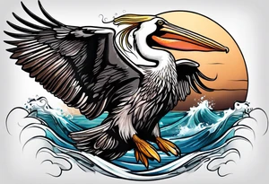 plunge diving pelican tattoo idea