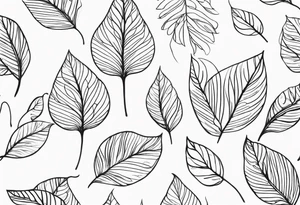 Create a delicate tattoo with beautiful flowing and delicate leaves in fineline minimalistic style tattoo idea