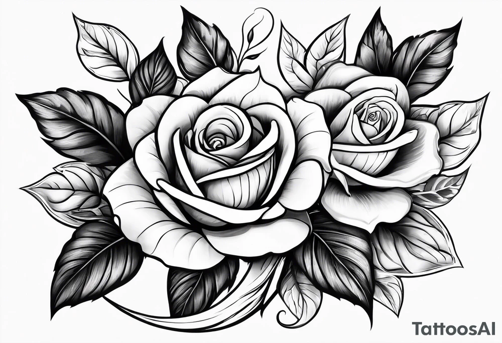 3 flowers rose avec un serpent tattoo idea