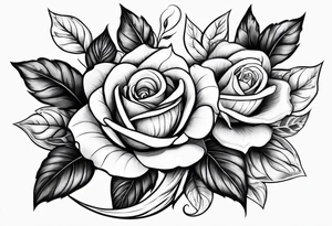 3 flowers rose avec un serpent tattoo idea