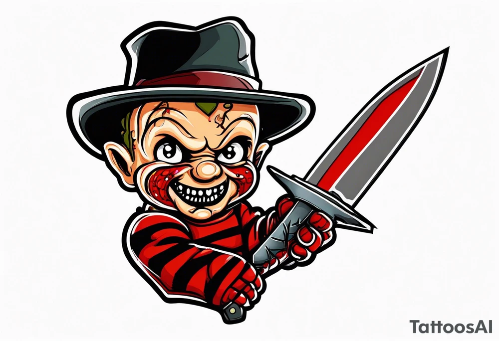 Baby Freddy Krueger with his knife gloves on tattoo idea