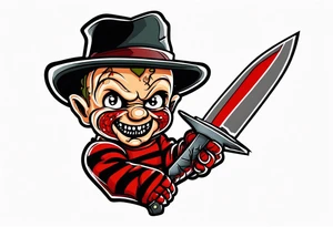 Baby Freddy Krueger with his knife gloves on tattoo idea