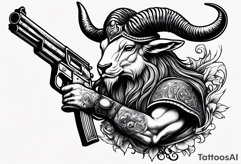 capricorn with a shotgun tattoo idea