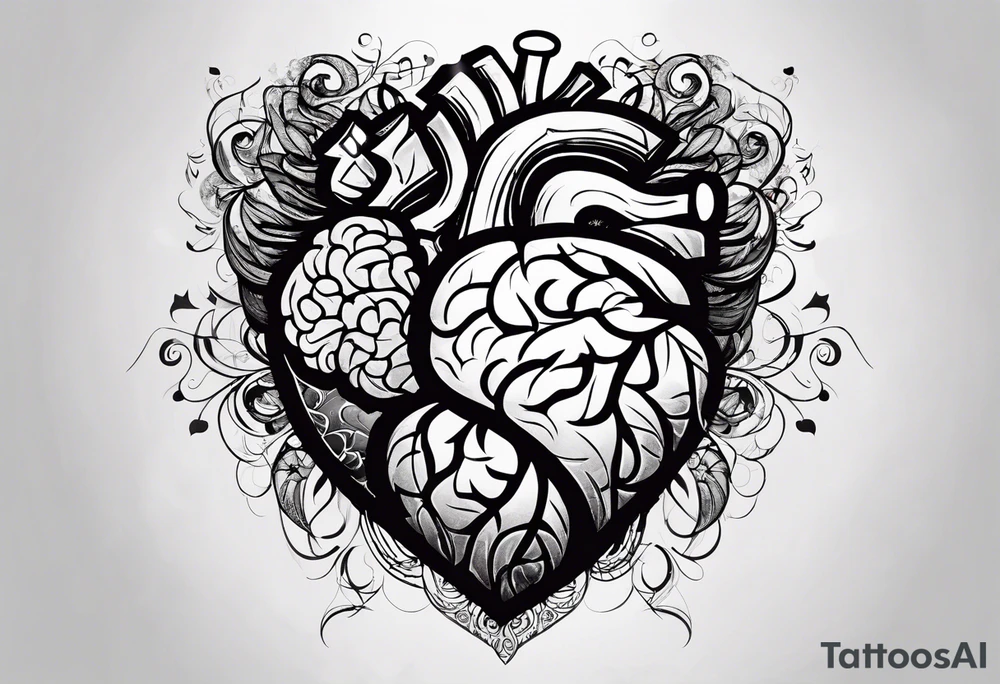 Brain, heart, love, abstract, symbolism, perseverance, heart break makes you strong, worth it, pain makes you stronger, strength tattoo idea