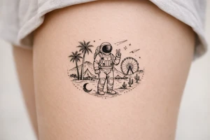 Coachella music festival, without the title of the festival, with astronaut tattoo idea