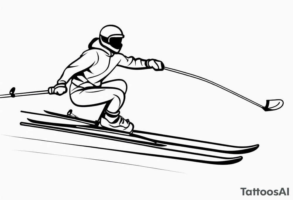 Skier simple line drawing tattoo idea