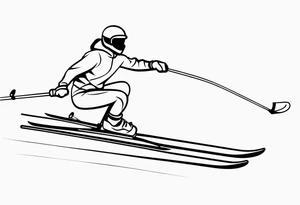 Skier simple line drawing tattoo idea