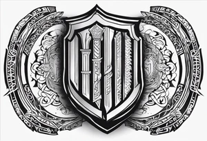 Valhalla shield sword stairs runes tattoo idea