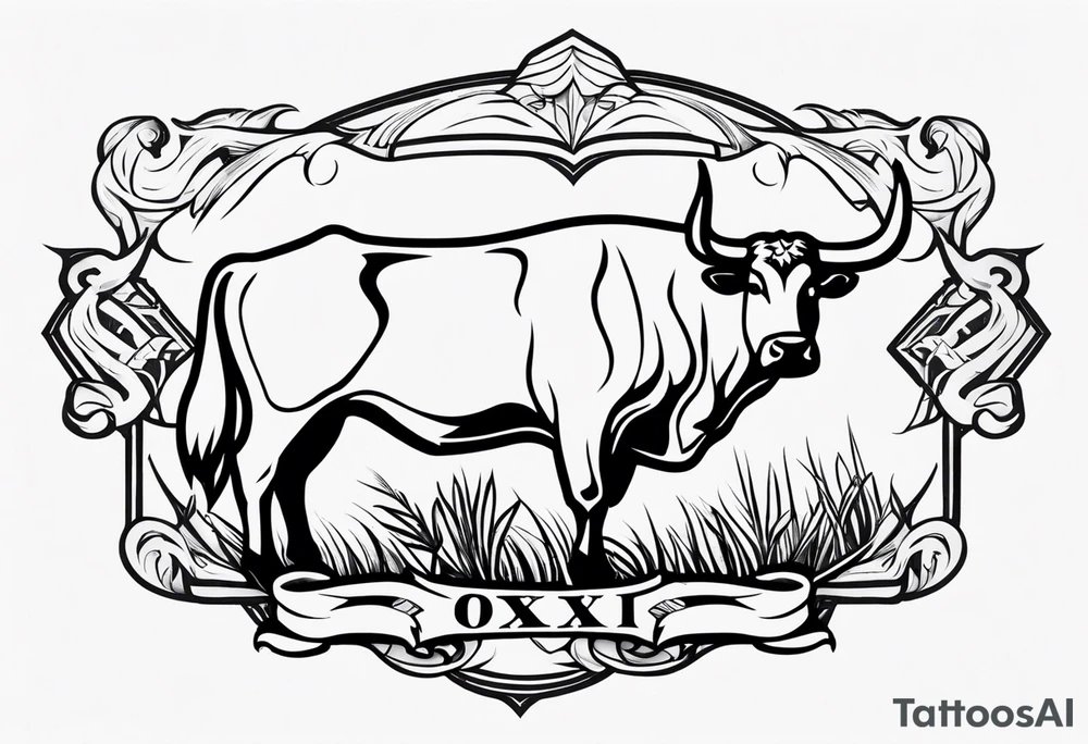 realistic laying ox tattoo idea